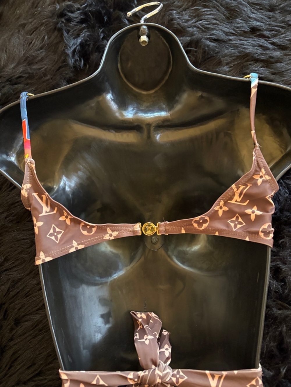 Louis Vuitton Brown Monogram One-Piece Swimsuit with Multicolor Travel Patches - Picture 8 of 11